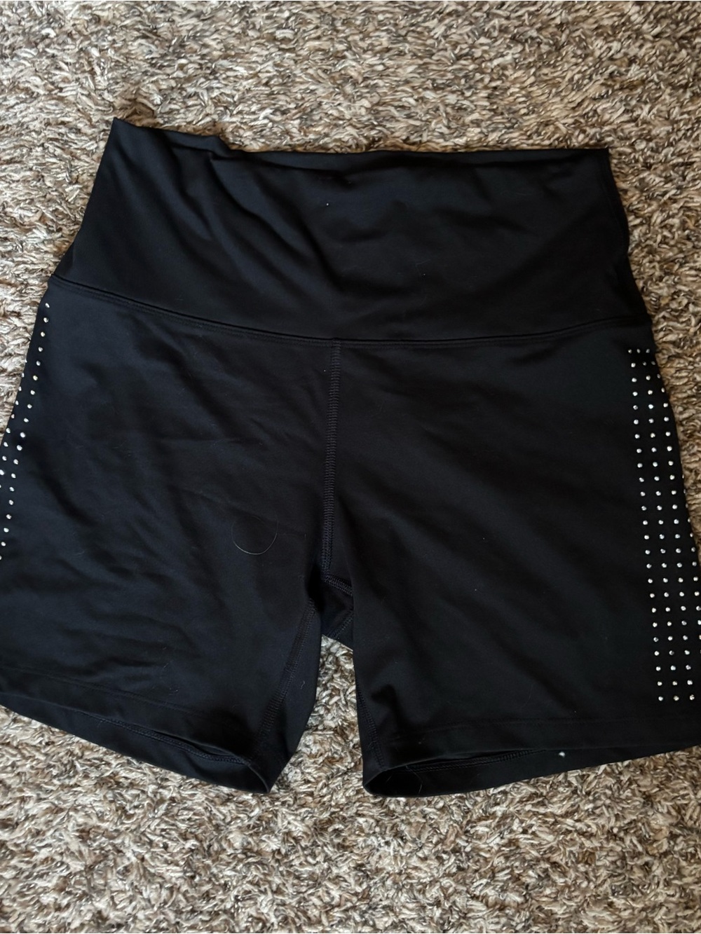 PINK Victoria's Secret Black High-Waist Bike Shorts with Side Studs